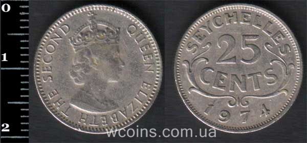 Монета Сейшельські Острови 25 центів 1974