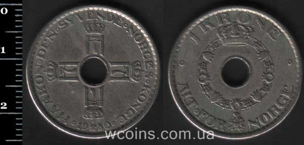 Монета Норвеґія 1 крона 1950