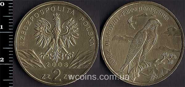 Coin Poland 2 zloty 2008 Peregrine falcon