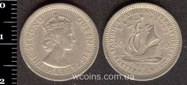 Монета Східнокарибські держави 10 центів 1956