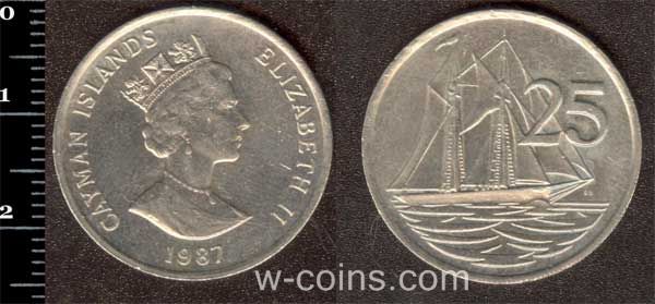 Монета Кайманові о-ви 25 центів 1987