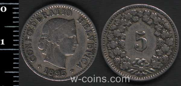 Монета Швейцарія 5 сантимів 1895
