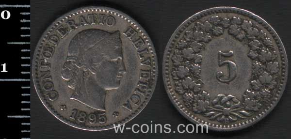 Монета Швейцарія 5 сантимів 1895