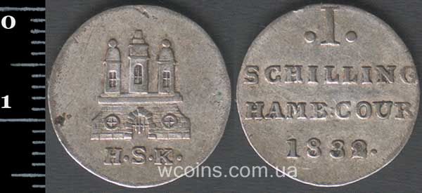 Монета Гамбург 1 шилінг 1832