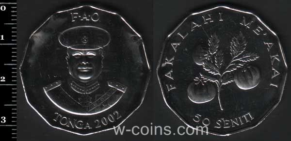Монета Тонга 50 сеніті 2002