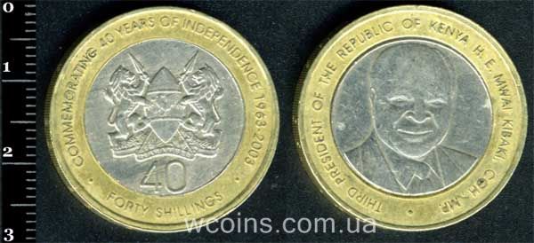 Монета Кенія 40 шилінгів 2003