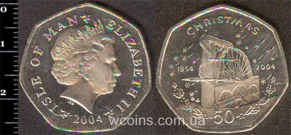 Монета Мен 50 пенсів 2004