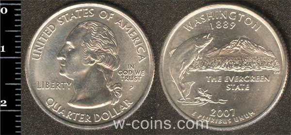Монета США 25 центів 2007 Вашингтон