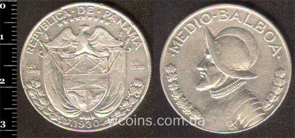 Монета Панама 1/2 бальбоа 1930