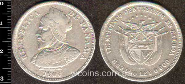 Монета Панама 25 сентесимо 1904