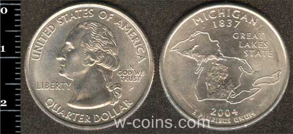 Монета США 25 центів 2004 Мічиган