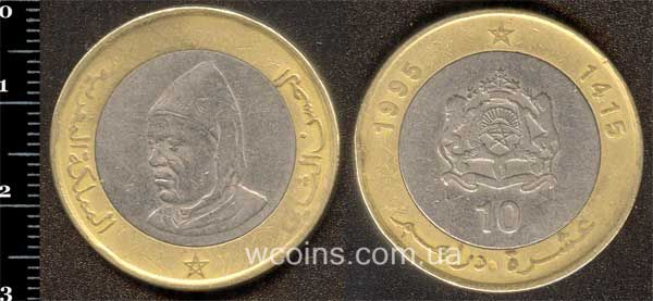 Монета Марокко 10 дирхамів 1995