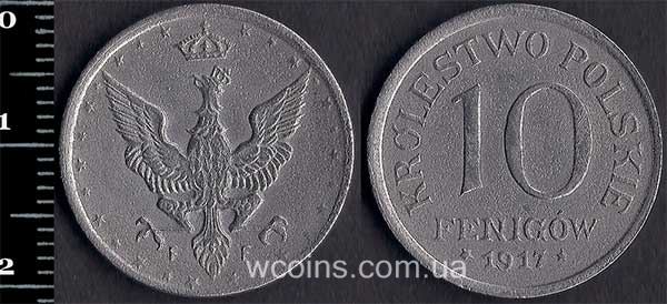 Монета Польща 10 пфенігів 1917