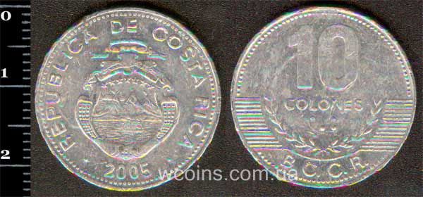 Монета Коста-Ріка 10 колонів 2005