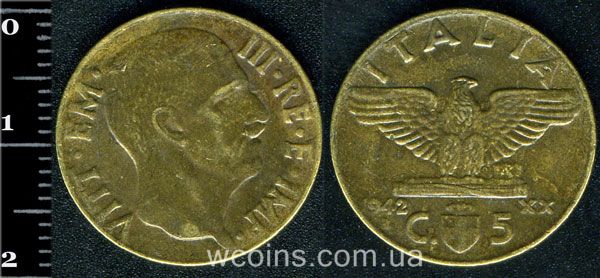 Coin Italy 5 centesimos 1942