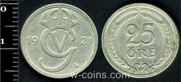 Монета Швеція 25 ере 1921