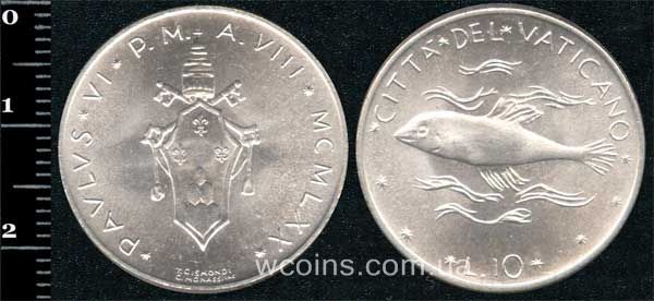 Coin Vatican City 10 lira 1970