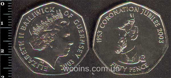 Монета Ґернсі 50 пенсів 2003