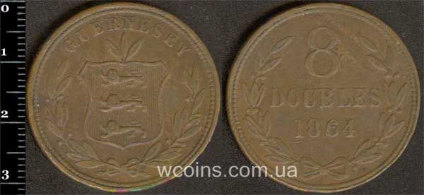 Coin Guernsey 8 doubles 1864