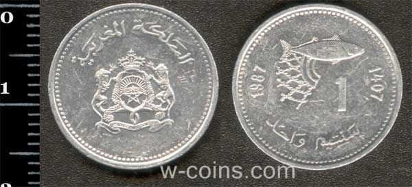 Монета Марокко 1 сантимат 1987
