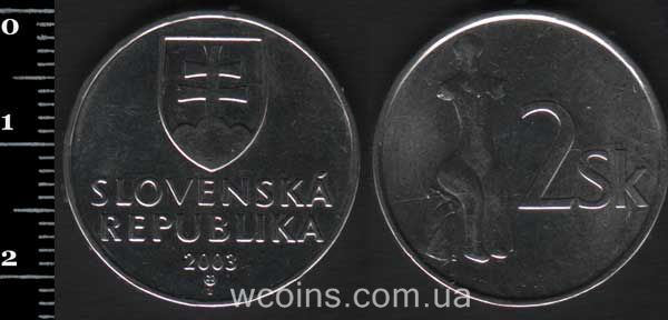 Монета Словаччина 2 крони 2003