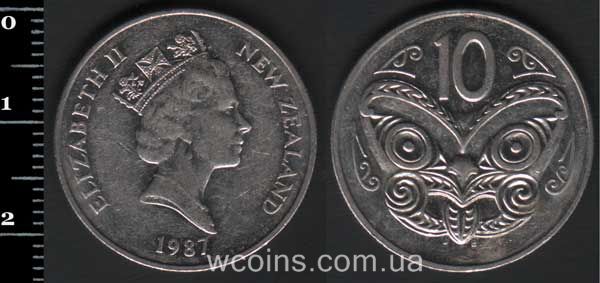 Coin New Zealand 10 cents 1987