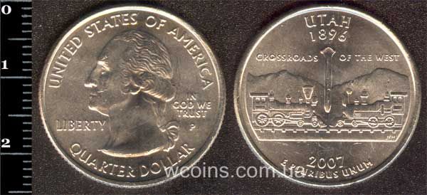 Монета США 25 центів 2007 Юта