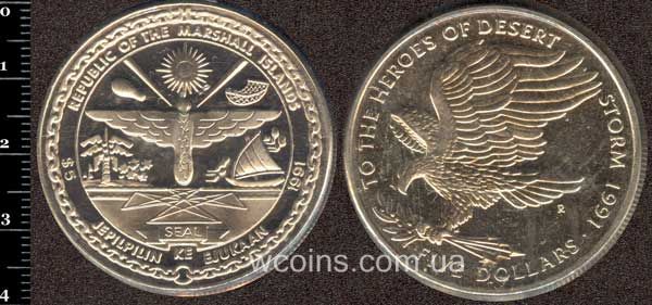 Монета Маршаллові острови 5 доларів 1991