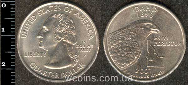 Монета США 25 центів 2007 Айдахо