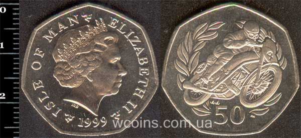Монета Мен 50 пенсів 1999