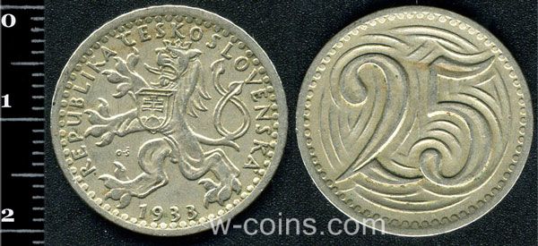 Монета Чехословаччина 25 геллерів 1933