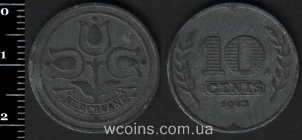 Монета Нідерланди 10 центів 1942