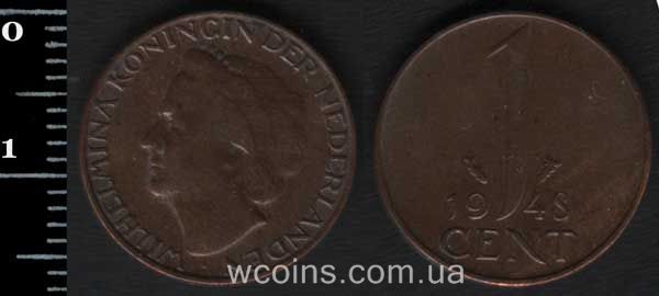 Монета Нідерланди 1 цент 1948