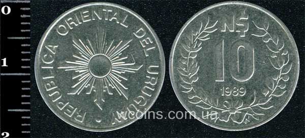 Монета Уругвай 10 песо 1989