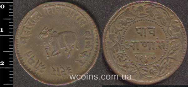 Coin India 1/4 anna 1891