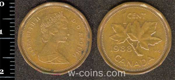 Монета Канада 1 цент 1988