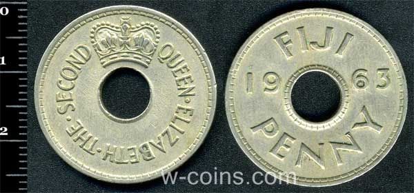 Coin Fiji 1 penny 1963