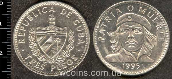 Монета Куба 3 песо 1995