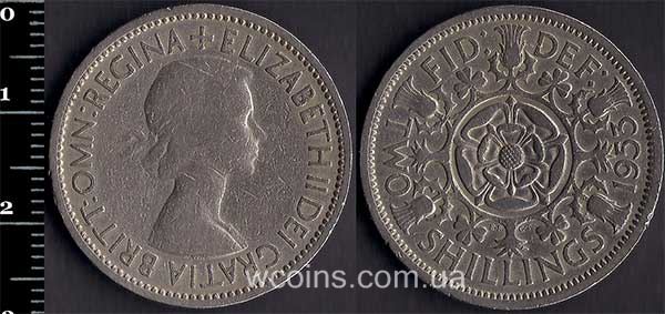 Монета Великобританія 2 шилінга 1953