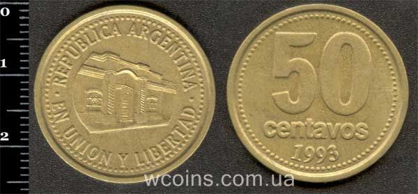 Монета Аргентина 50 сентаво 1993