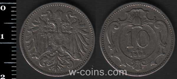 Coin Austria 10 heller 1894