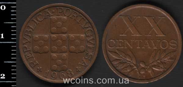 Монета Портуґалія 20 сентавос 1968