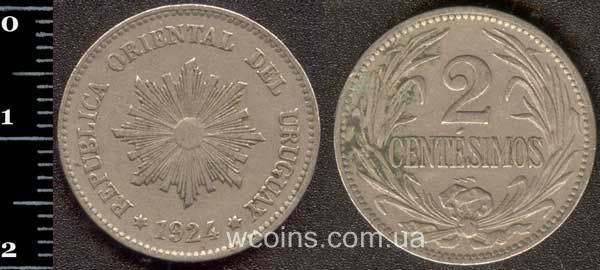 Монета Уругвай 2 сентимо 1924