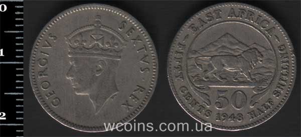 Coin British East Africa 50 cents 1948