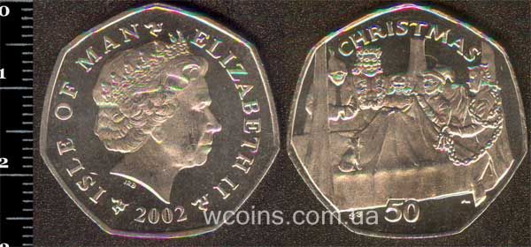 Монета Мен 50 пенсів 2002