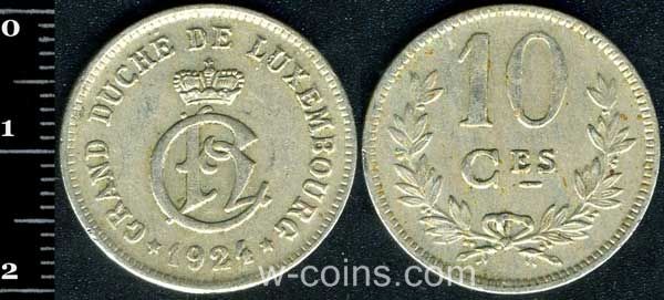 Монета Люксембург 10 сантимів 1924