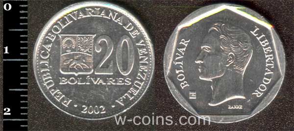Монета Венесуела 20 боліварів 2002