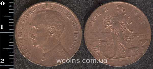 Монета Італія 2 чентезимо 1915