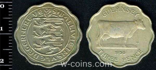 Монета Ґернсі 3 пенса 1956