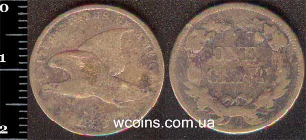 Монета США 1 цент 1858